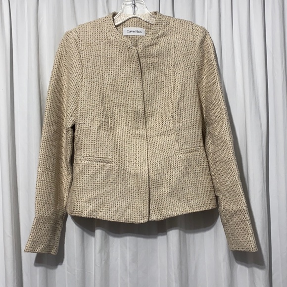 Calvin Klein Tweed Blazer Size 4P - Picture 1 of 3